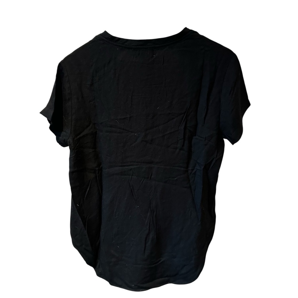 Anthropologie CLOTH & STONE Women Top Sz XS Black V-Neck Short Sleeve Rayon‎ - Picture 2 of 4